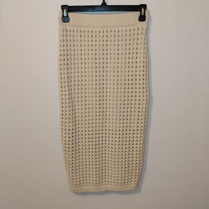 Crochet Boho Pencil Sweater Skirt Minimalist  Modern Preppy Women's Size Medium